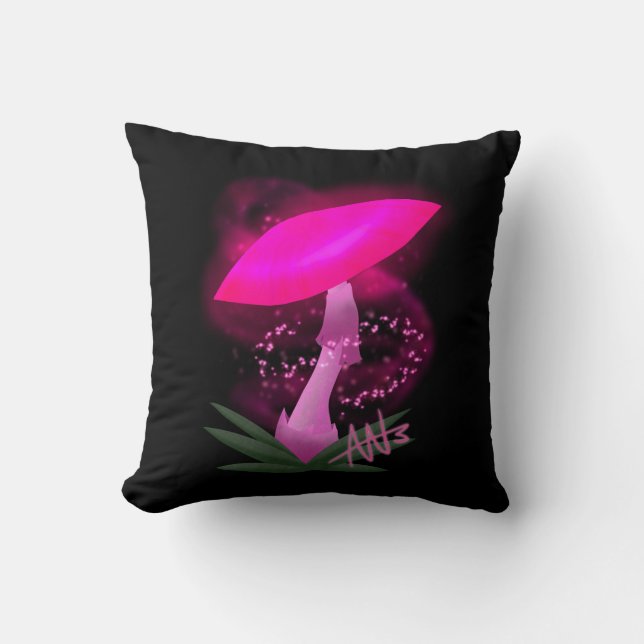 Pretty Pink Glowing Mushroom Cushion (Front)