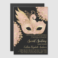 Pretty Pink Gold Black Masquerade Mask Sweet 16