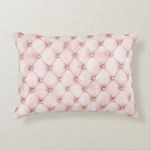 Pretty Pink Gold Squares Decorative Cushion