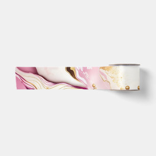Pretty Pink Gold White Marble Satin Ribbon
