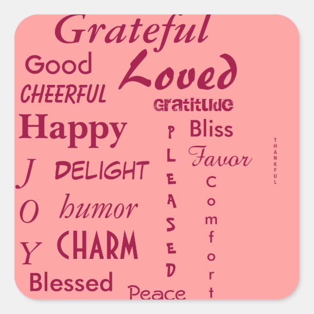 Pretty Pink Gratitude Sticker (Front)