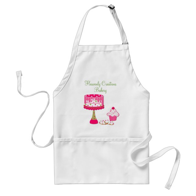 Pretty Pink & Green Bakery Business Apron (Front)