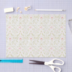 Pretty Pink Green Floral Bridal Shower Tissue Paper