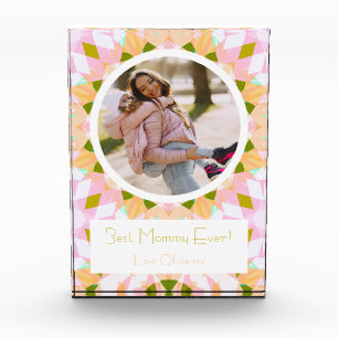Pretty Pink Green Mother’s Day Best Mum Mummy Gift Photo Block