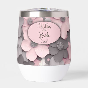 Pretty Pink-Grey 3D Poppies Mother of the Bride