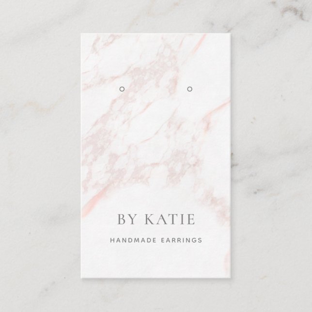 Pretty Pink Grey Marble Earring Display Card (Front)
