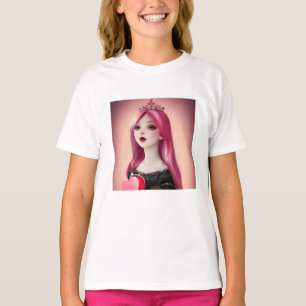 Pretty Pink Haired Princess with Tiara   T-Shirt