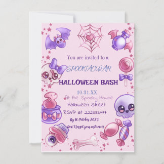 Pretty Pink Halloween Invitation