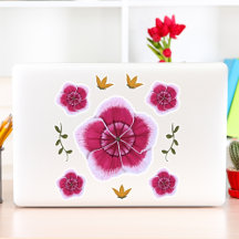 Pretty Pink Hand-Drawn Floral Botanical