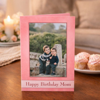 Pretty Pink Happy Birthday Mum Photo Card
