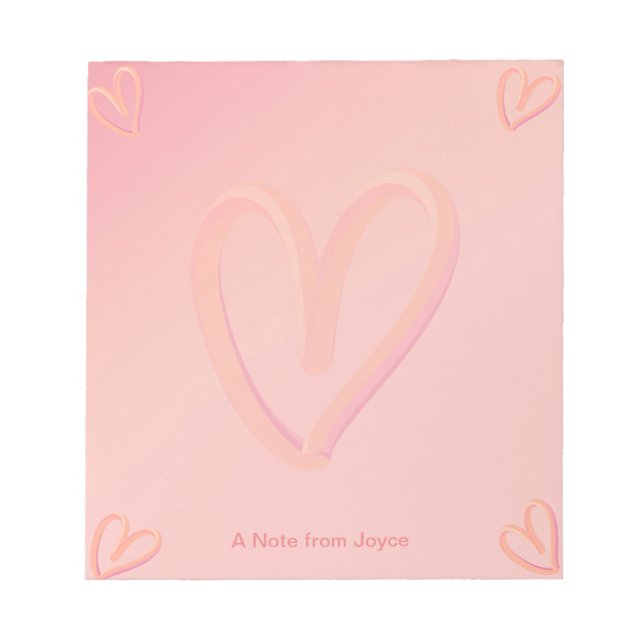 Pretty Pink Heart Valentine's Day  Notepad (Front)