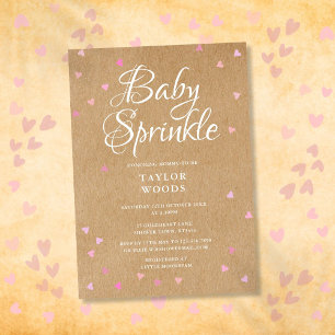 Pretty Pink Hearts Baby Sprinkle / Shower Rustic Invitation