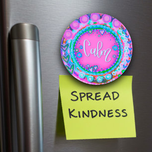 Pretty Pink Hearts Calm Trendy Modern Fun Magnet