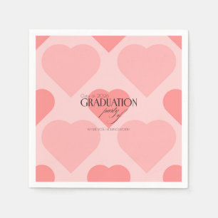 Pretty pink hearts Graduation party Napkin