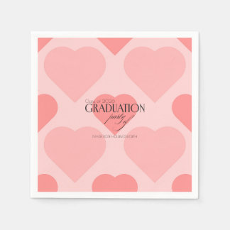 Pretty pink hearts Graduation party Napkin