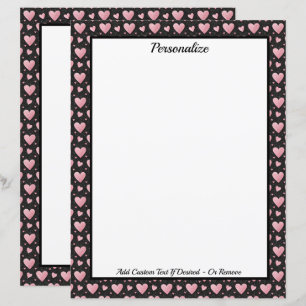 Pretty Pink Hearts on Black Personalized