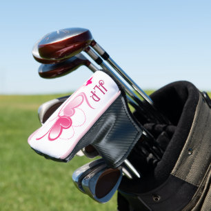 Pretty Pink Hearts With Butterfly Design Golf Head Cover