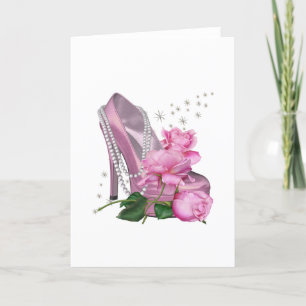 Pretty Pink Hi Heel Rose Card