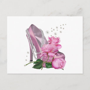 Pretty Pink Hi Heel Rose Postcard