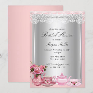 Pretty Pink High Tea Bridal Shower Invitation