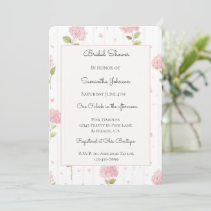 Pretty Pink Hydrangea Flowers Bridal Shower   Invitation