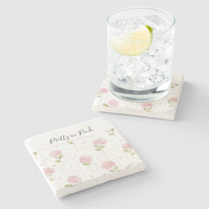 Pretty Pink Hydrangea Flowers Stone Coaster