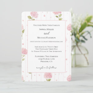 Pretty Pink Hydrangea Flowers Wedding Invitation