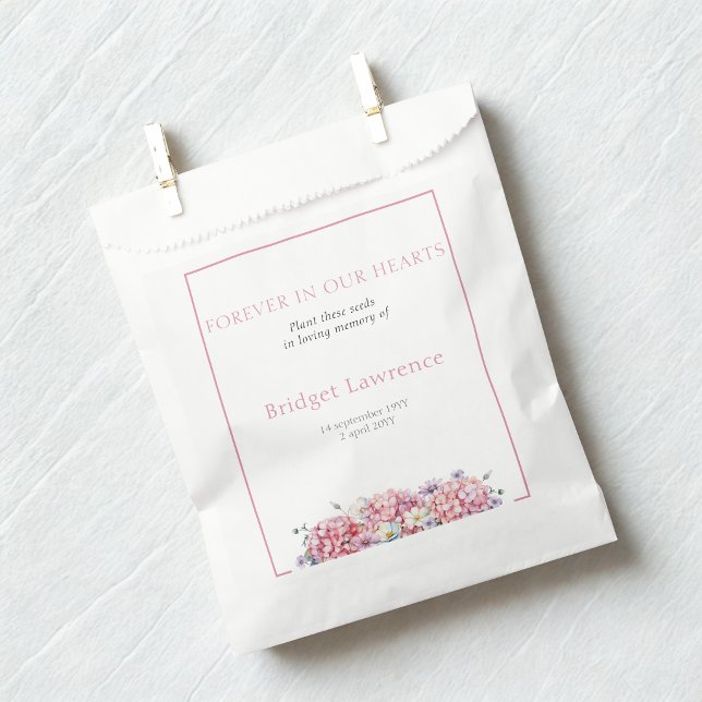 Pretty Pink Hydrangea Funeral Seed Packet Favour Bags (Creator Uploaded)