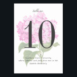 Pretty Pink Hydrangea Garden Wedding Table Number<br><div class="desc">Elegant and simple, these table number cards are easily edited for each of your reception tables and include text for a fun fact to entertain guests and share a little more about the couple and their love story. Classic charcoal grey fonts have a touch of garden flair with a subtle...</div>