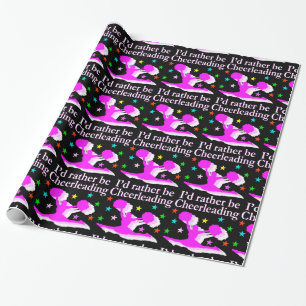 PRETTY PINK I WOULD RATHER BE CHEERLEADING DESIGN WRAPPING PAPER