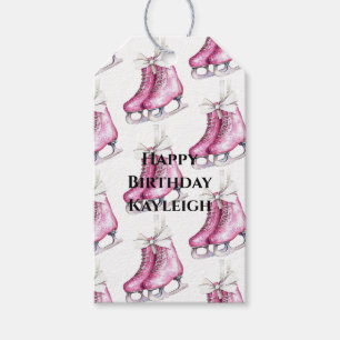 Pretty Pink Ice Skates Birthday Gift Tags