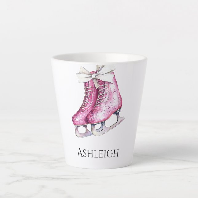 Pretty Pink Ice Skates Christmas Latte Mug (Front)
