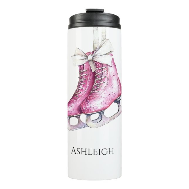 Pretty Pink Ice Skates Christmas Thermal Tumbler (Front)