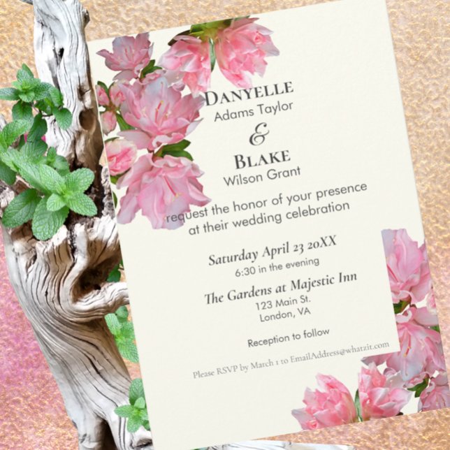 Pretty Pink Ivory Floral Modern Classic Wedding Invitation (Creator Uploaded)