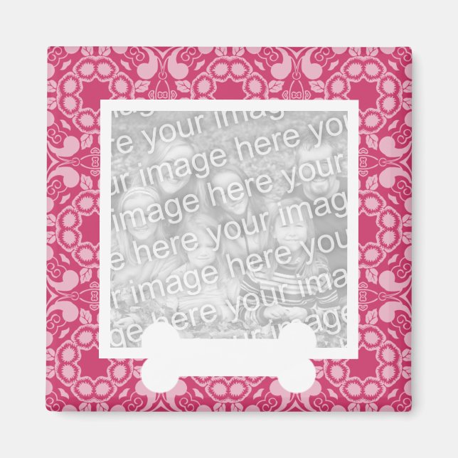 Pretty Pink Lace with Bone Pet Photo Magnet (Front)