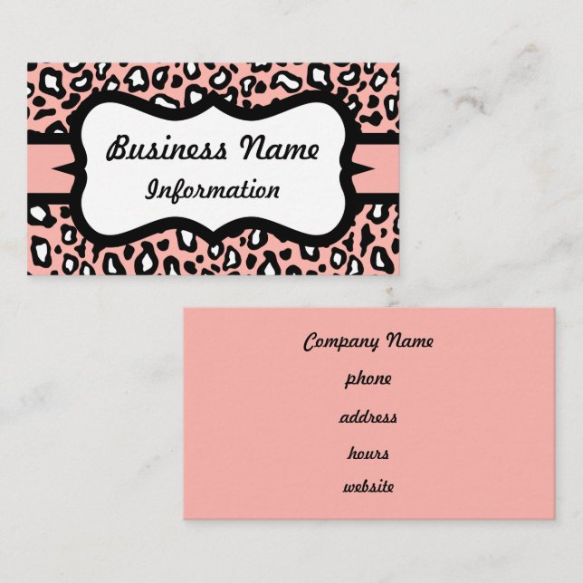 Pretty Pink Leopard Business Card (Front/Back)