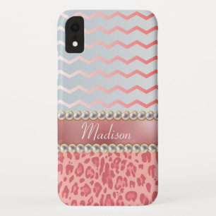 Pretty Pink Leopard Chevron Beautiful Pearls Case-Mate iPhone Case