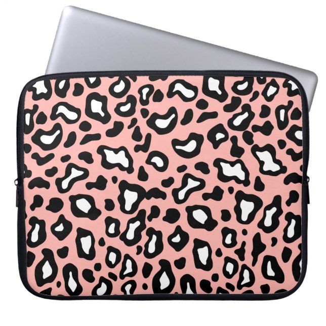Pretty Pink Leopard Print Laptop Sleeve (Front)