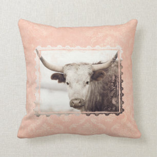 Pretty Pink Longhorn Pillow
