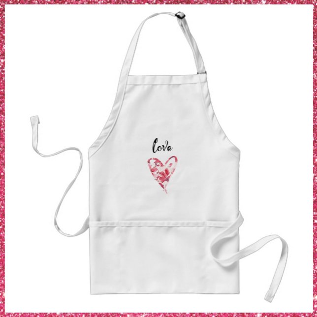 Pretty Pink Love Floral Heart Standard Apron (Creator Uploaded)