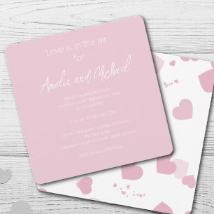 Pretty Pink Love Heart Confetti Wedding Invitation