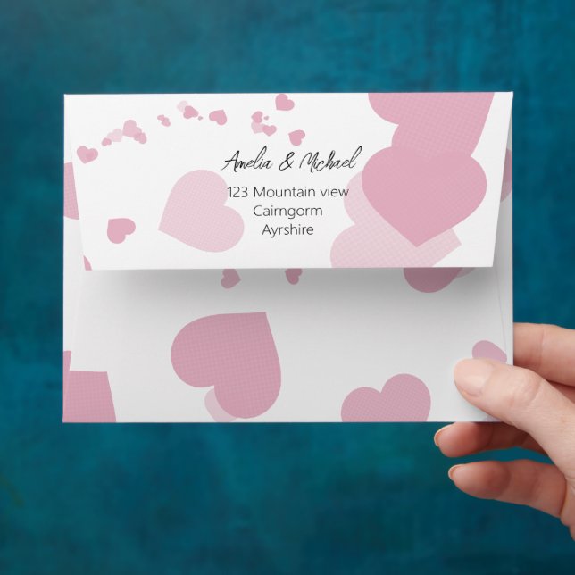 Pretty Pink Love heart Envelopes (Hand)