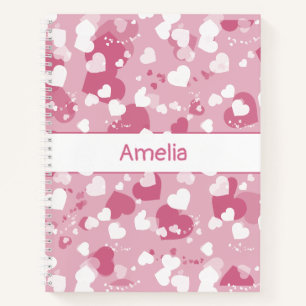 Pretty Pink Love Heart Personalised Notebook