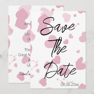 Pretty pink love heart Save the date Card