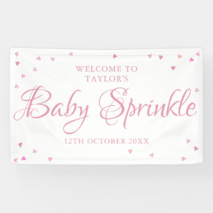 Pretty Pink Love Hearts Baby Girl Sprinkle Welcome Banner