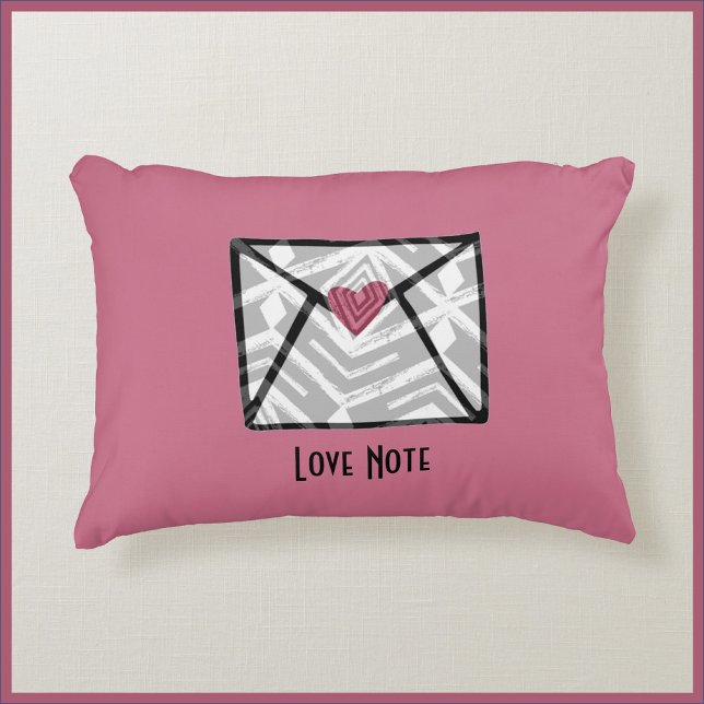 Pretty Pink Love Note Heart Decorative Cushion (Creator Uploaded)