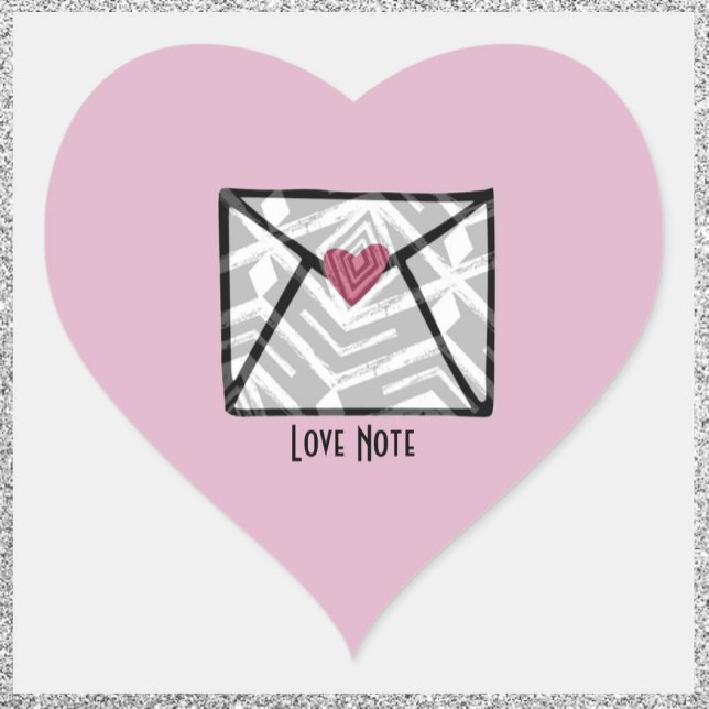 Pretty Pink Love Note Heart Sticker (Creator Uploaded)