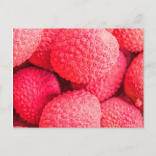 Pretty Pink Lychee Fruit Pattern Postcard