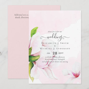 Pretty Pink Magnolias Floral Wedding Invite