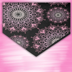Pretty pink mandala on black   tissue paper